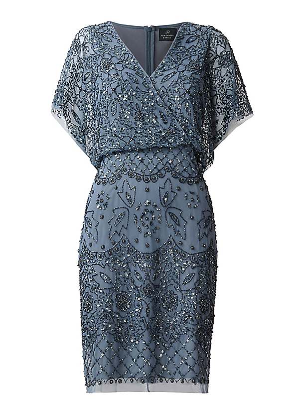 Adrianna Papell Beaded Mesh Blouson Dress