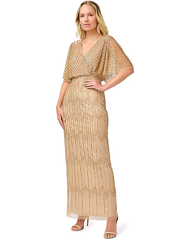 Adrianna Papell Beaded Surplice Gown Grattan