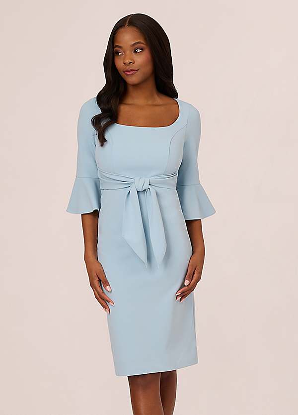 【海外限定】AdriannaPapell ドレス☆Bell Sleeve Tie Front Mid Adrianna Papell Women's Bell Sleeve Tie, Camellia at Amazon