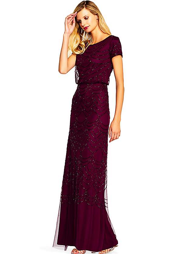 Adrianna Papell Blouson Beaded Gown