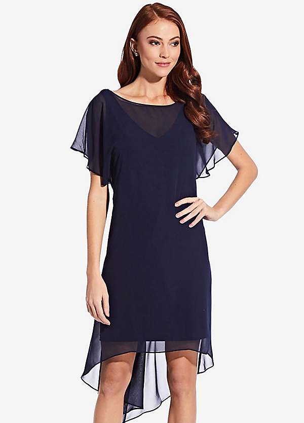 Adrianna Papell Chiffon Overlay Draped Dress Grattan