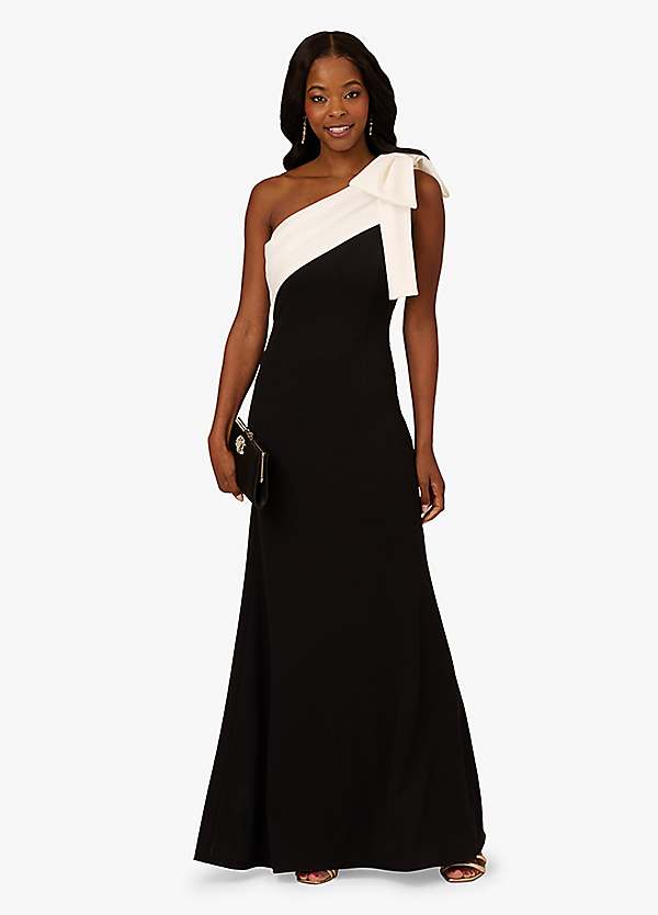 Adrianna Papell Colour Block Crepe Bow Gown Grattan