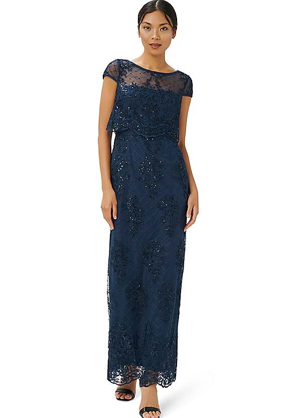 Adrianna Papell Embroidery Column Gown Grattan