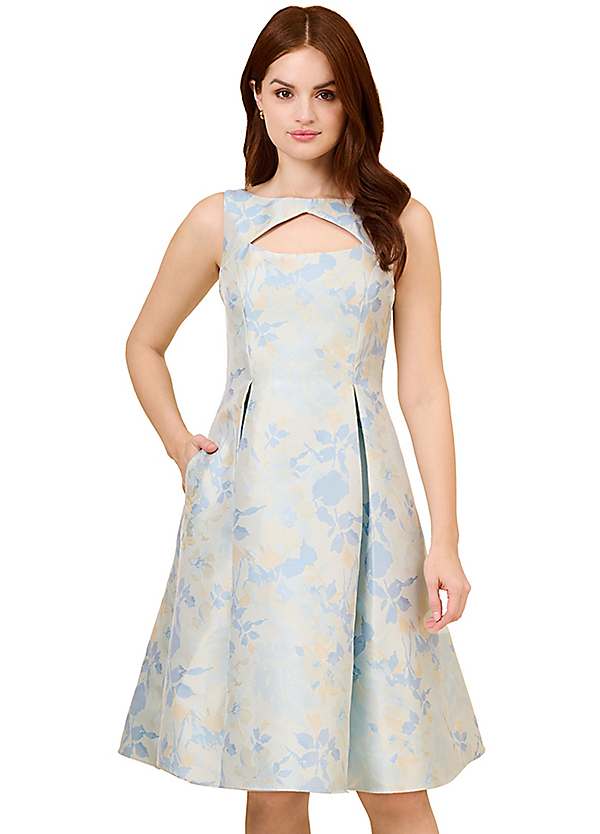 Adrianna Papell Floral Jacquard Cutout Dress