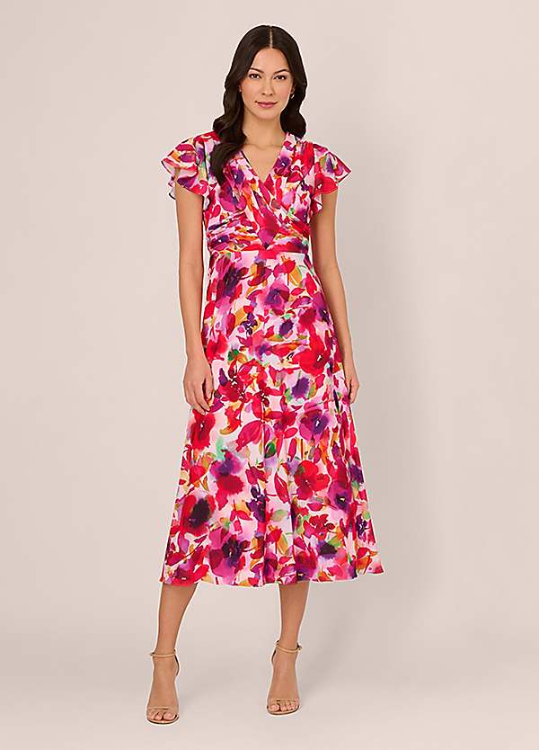 Adrianna Papell Floral Midi Length Dress