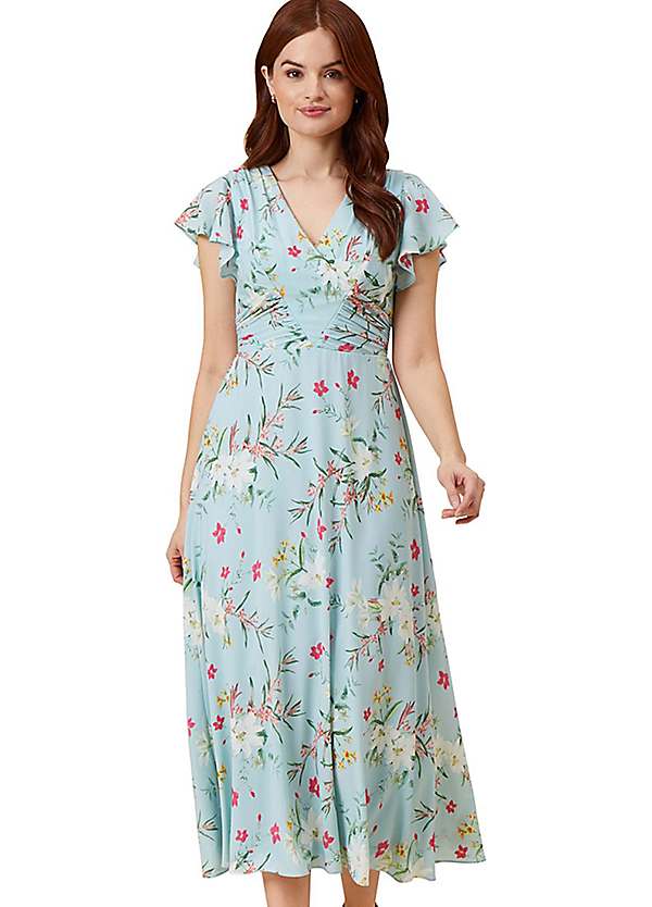 Adrianna Papell Floral Print Tie Back Dress Grattan