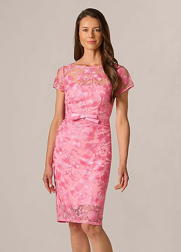 sachin and babi light blue dress Women's Adrianna Papell Floral Jacquard Midi Dress