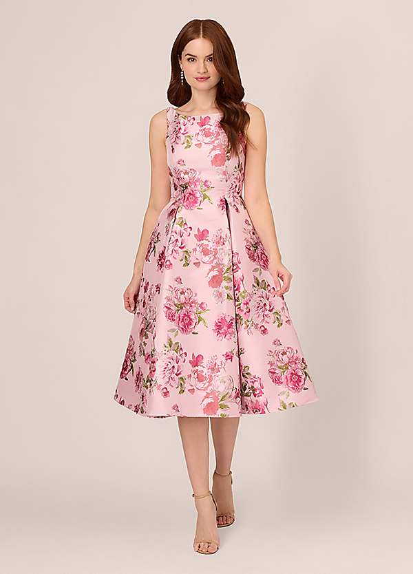 slim fit dress slacks Adrianna Papell Off-Shoulder Jacquard Fit and Flare Midi Dress