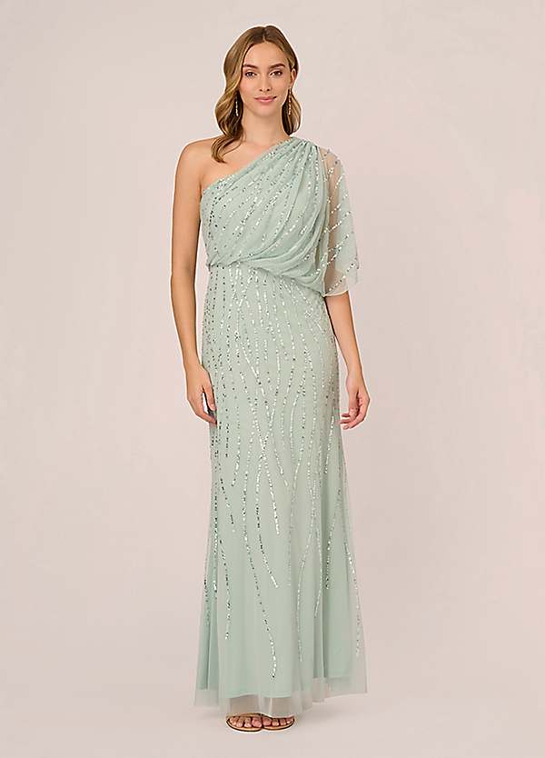 Long sequin blouson outlet bridesmaid dress