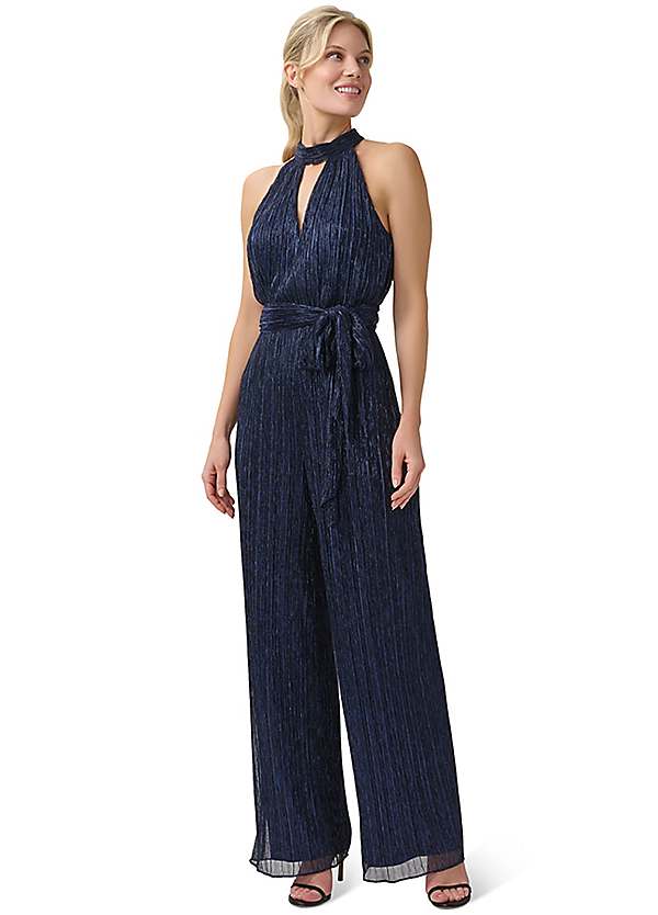 Adrianna Papell Metallic Crinkle Jumpsuit