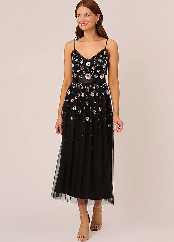 Adrianna papell floral beaded gown sale