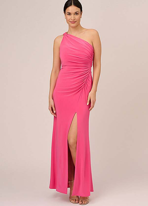 Adrianna Papell One Shoulder Jersey Gown Grattan