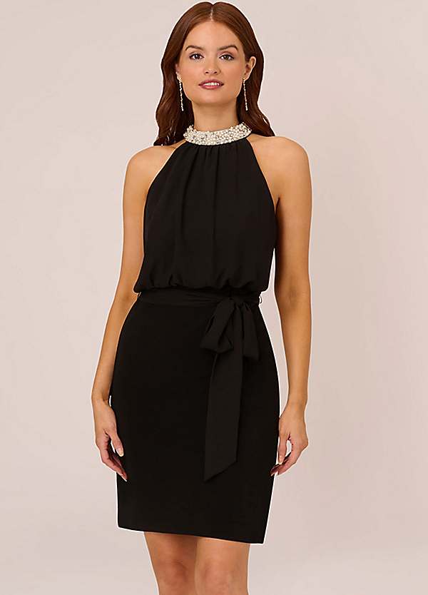 Adrianna Papell Pearl Mock Neck Jersey Dress