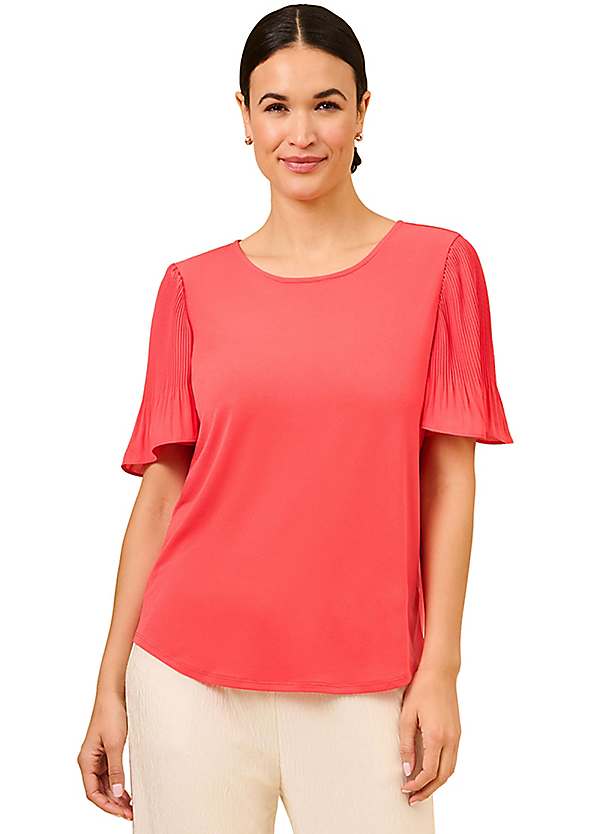 Adrianna Papell Pleated Woven Sleeve Knit Top