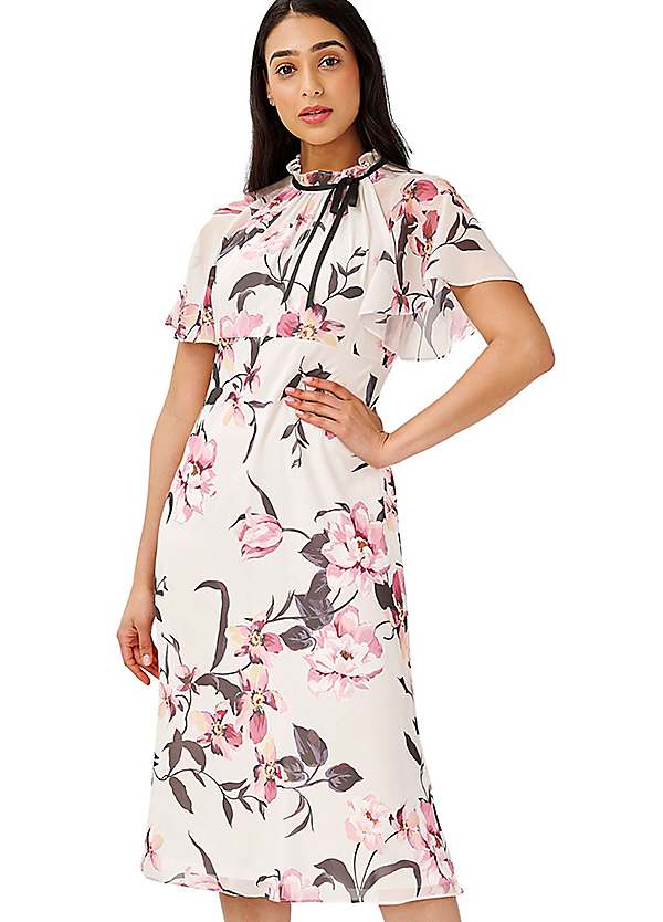 Adrianna Papell Printed Chiffon Midi Dress