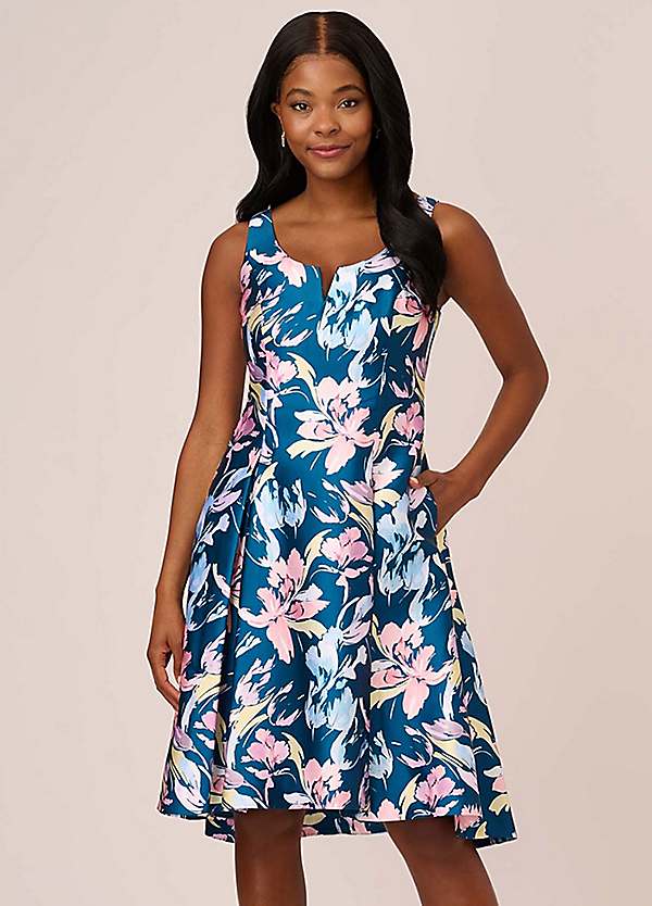 Adrianna Papell Printed Mikado High Low Dress Grattan