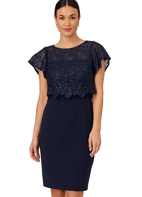 Adrianna Papell Sequin Guipure Crepe Dress