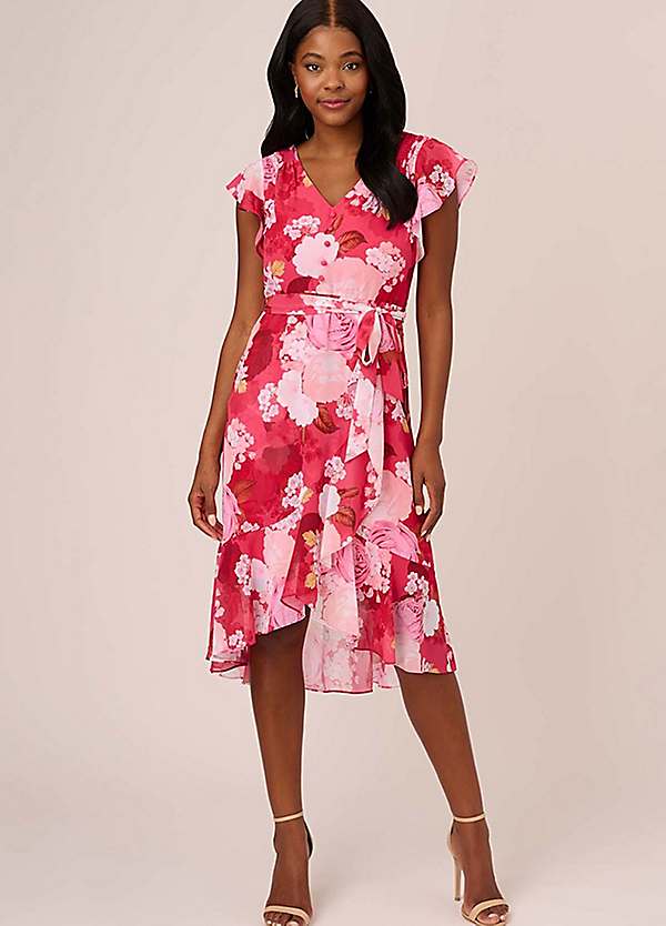 Adrianna Papell Short Printed Chiffon Dress Grattan