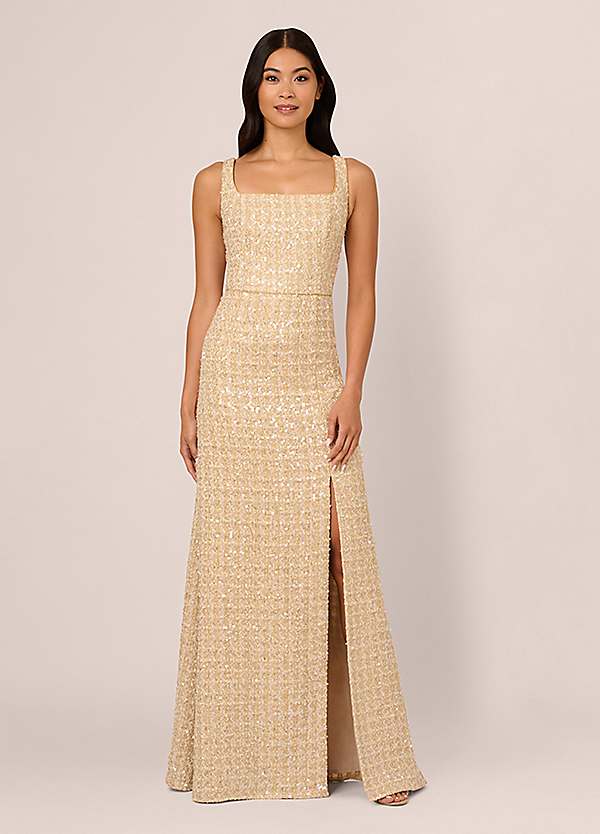 Adrianna Papell Square Neck Boucle Gown | Grattan