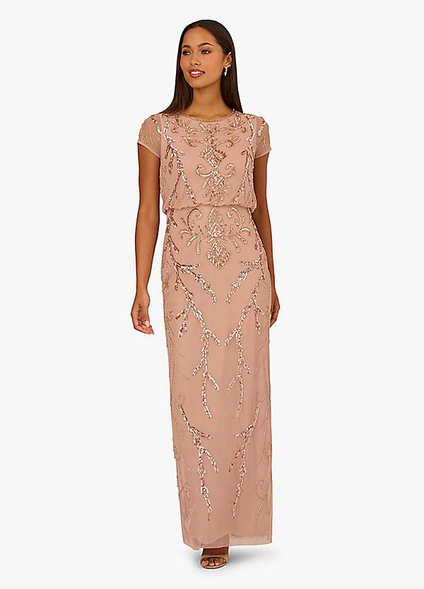 Adrianna Papell Studio Bead Blouson Long Dress