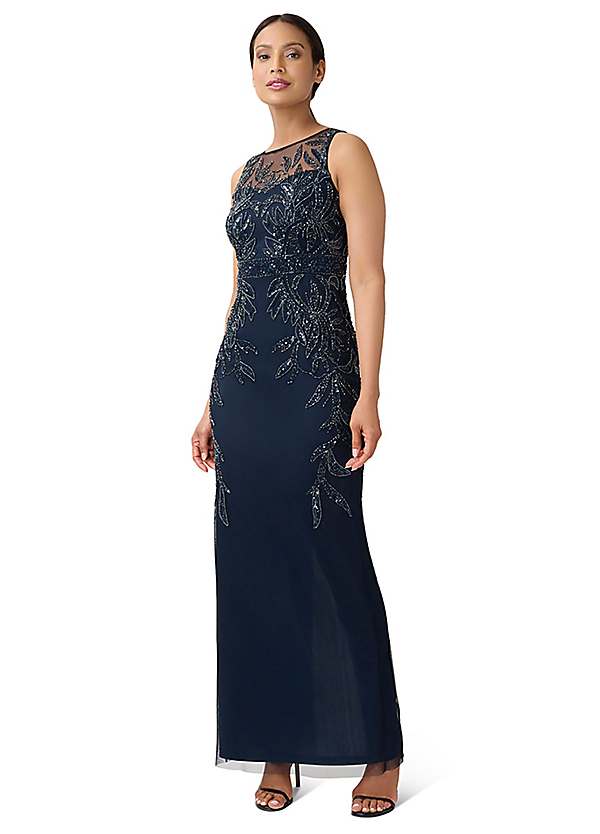 Adrianna Papell Studio Beaded Column Gown Grattan