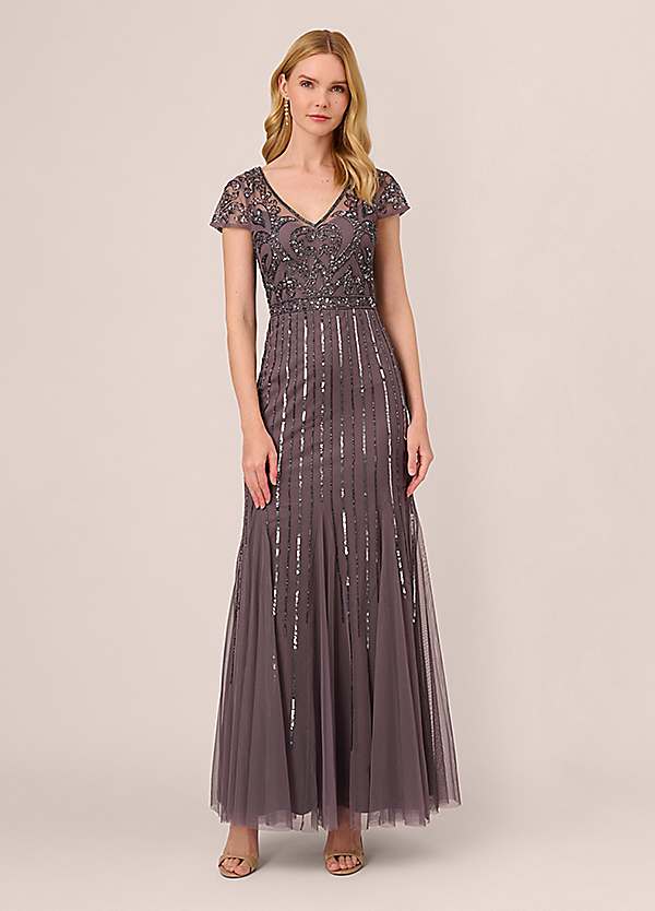 Adrianna Papell Studio Beaded Long Dress Grattan