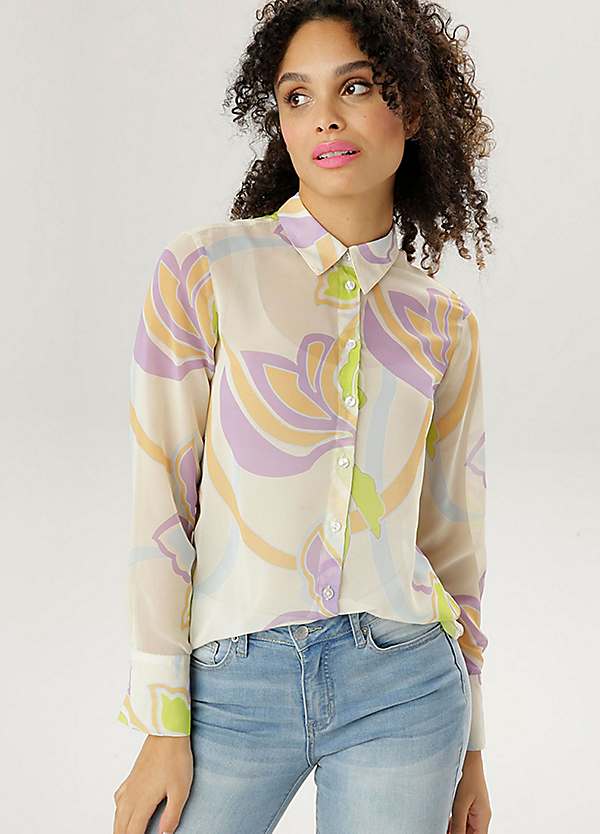 sheer chiffon long sleeve blouse