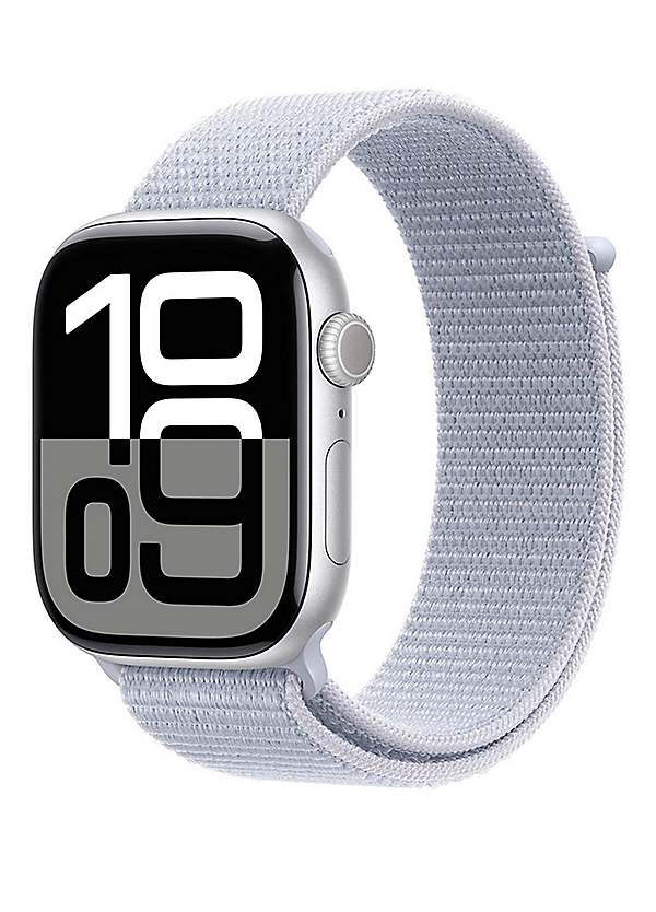 Apple Watch Series 10 GPS 46mm Silver Aluminium Case with Blue Cloud Sport Loop