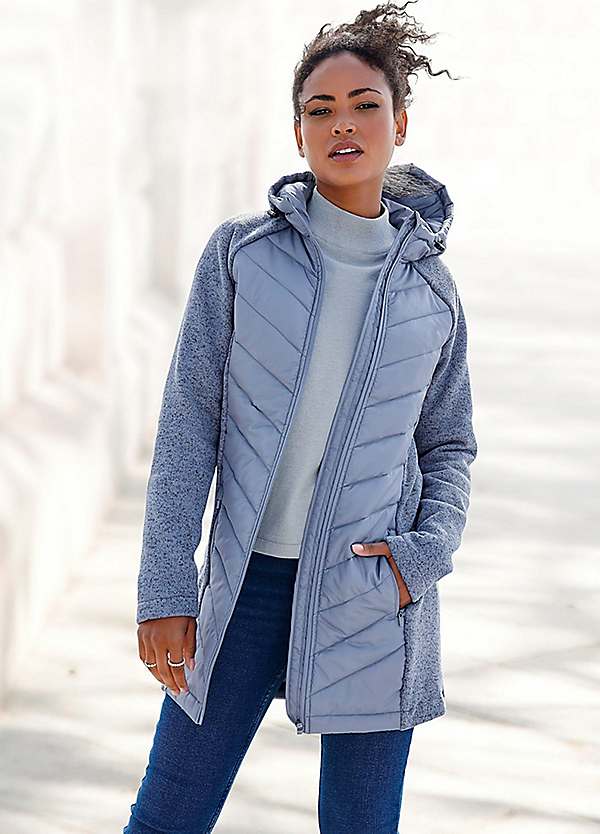 dark blue adjustable quilted coat