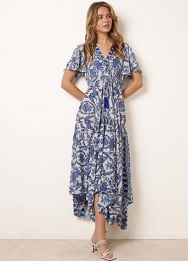 Blue Vanilla Asymmetric Hem Wrap Dress | Grattan