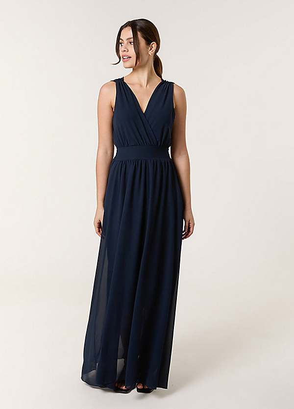 sachin and babi light blue dress Taylor Women's Pleated Long-Sleeve Chiffon Dress