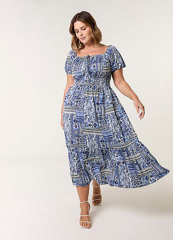 Blue Vanilla Curve Scoop Neck Midi Dress | Grattan