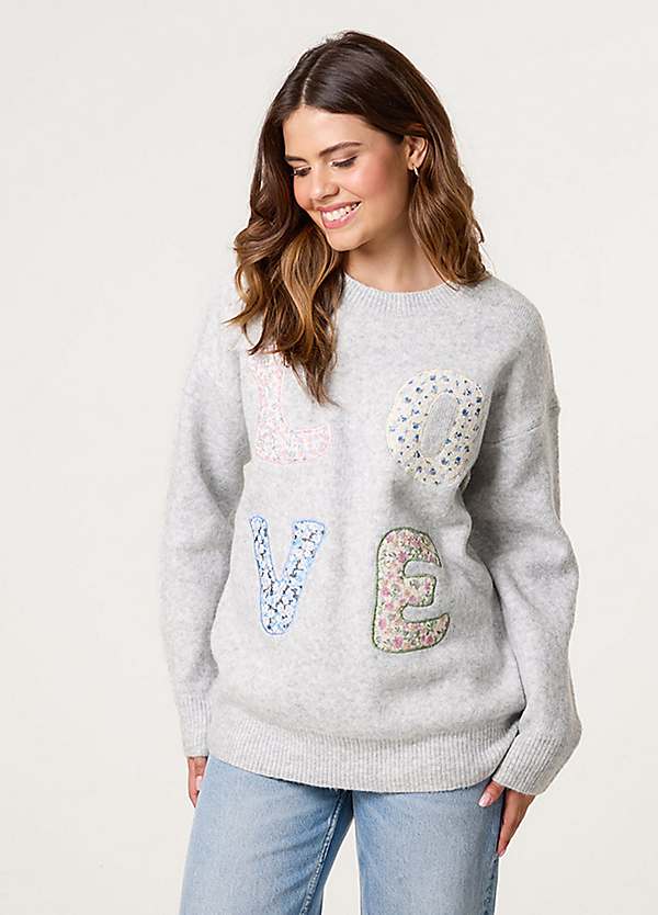 Blue Vanilla Embroidered Love Design Jumper Grattan