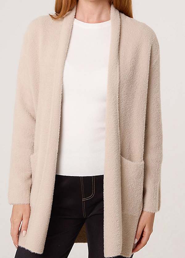 Blue Vanilla Fluffy Fleece Open Midi Cardigan | Grattan