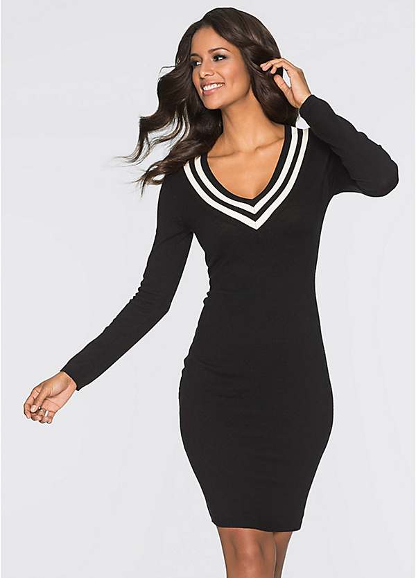 V neck best sale varsity sweater dress