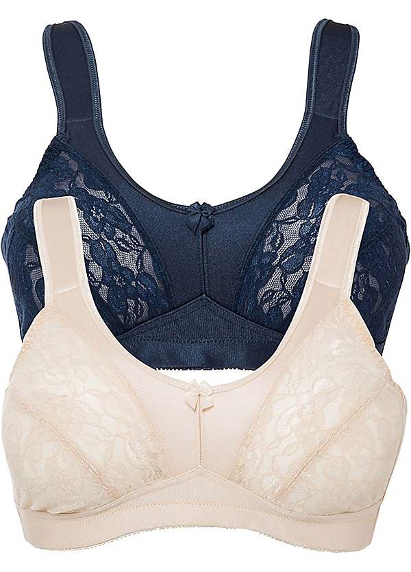 Pack of 2 Non-Wired Support Bras by bonprix