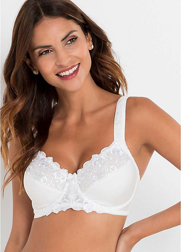 Camille Womens White Underwired Lace Full Cup Bra
