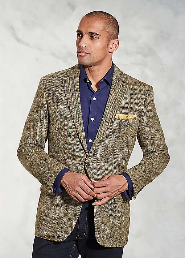 Brook Taverner Regular Fit Stromay Olive Check Harris Tweed