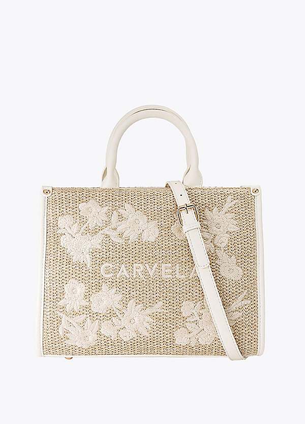Carvela Beige Embroidered Tote Bag | Grattan