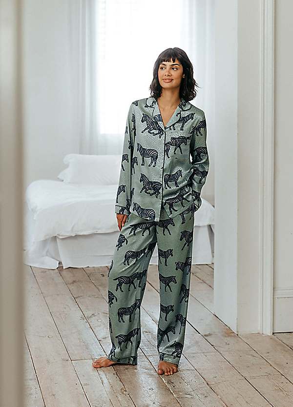 Chelsea Peers NYC Zebra Button Up Satin Pyjama Set Grattan