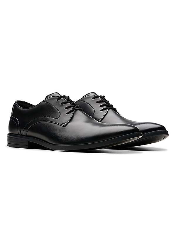 Clarks Men's Black Leather Brandon Lace Shoes Grattan