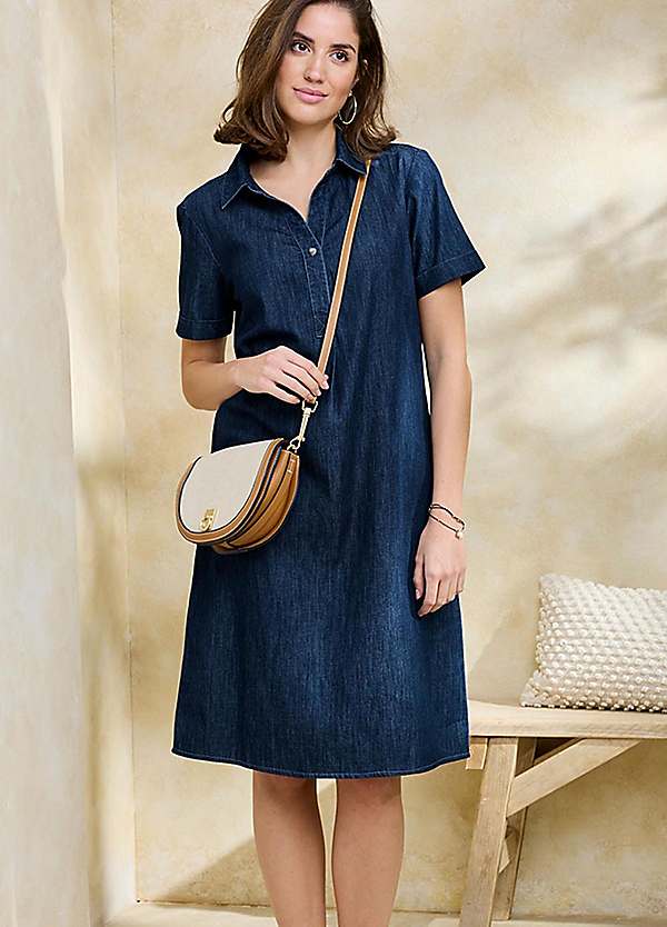 Cotton Traders Denim Knee Length Dress | Grattan