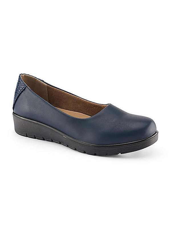 Cotton Traders Navy Core Comfort Flexisole Slip-On Shoes | Grattan