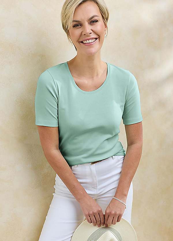 Cotton Traders Wrinkle Free Short Sleeve Scoop Neck Top | Grattan