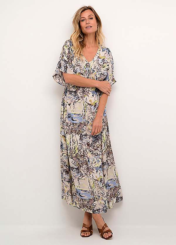 short sleeve maxi dress uk Jigsaw London UK. Blue Floral 100% Viscose Maxi Dress