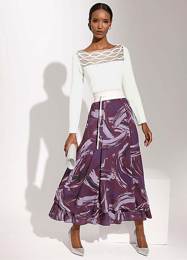 Creation L Print Layered A-Line Maxi Skirt Grattan