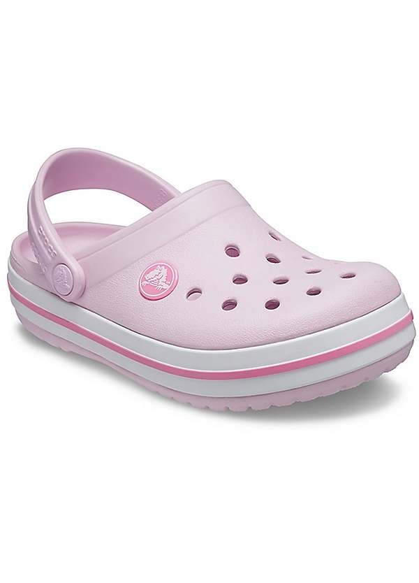 Pink and white store crocs