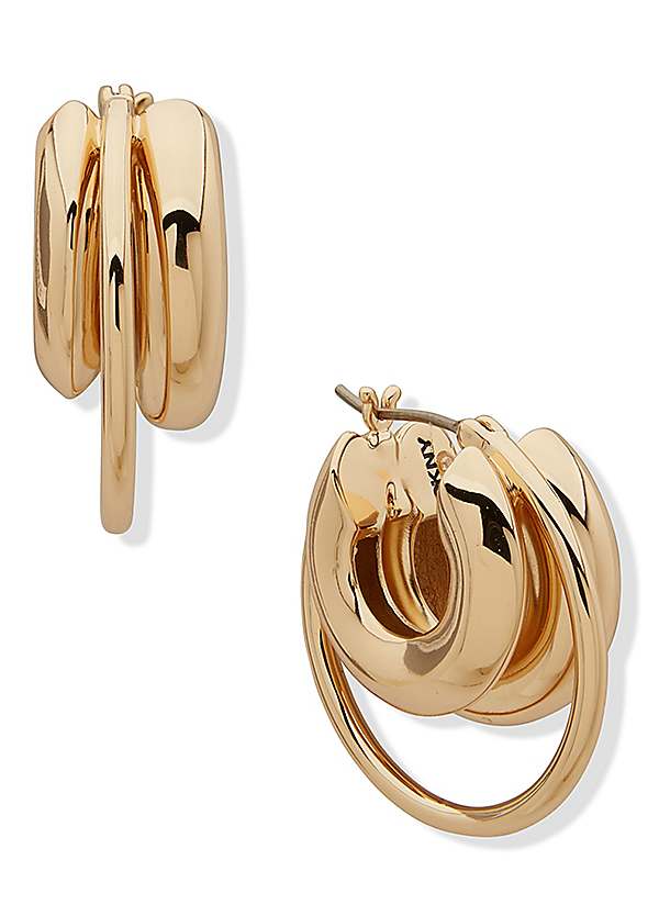 Jewelry Dkny Earrings Hoops DKNY LOGO SQUARE HOOP Earrings Gold