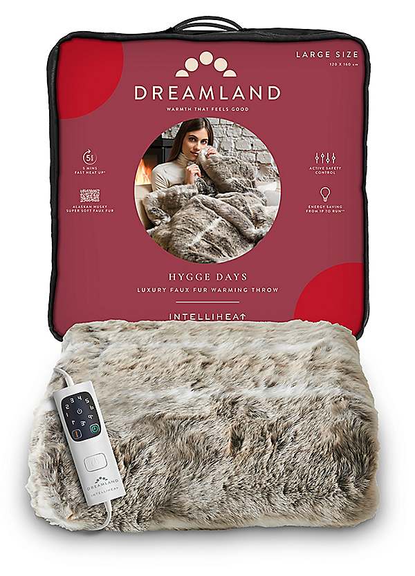 Dreamland Heated Faux Fur Alaskan Husky Throw | Grattan