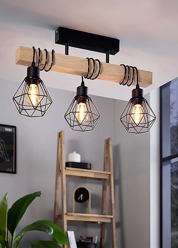 Ceiling Light Javel, Modern Ceiling Lamp Made Of Metal In Wood Look/Brown/Grey, Modern Light With Adjustable Lampshades, 6-Flame, 6 X GU10, Without Bulbs - View #12